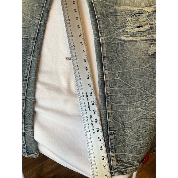 Rsrch & DVlpmnt Men Jeans size 38 x 32 Blue & White Mid Rise Straight Fit NWT - Picture 4 of 12